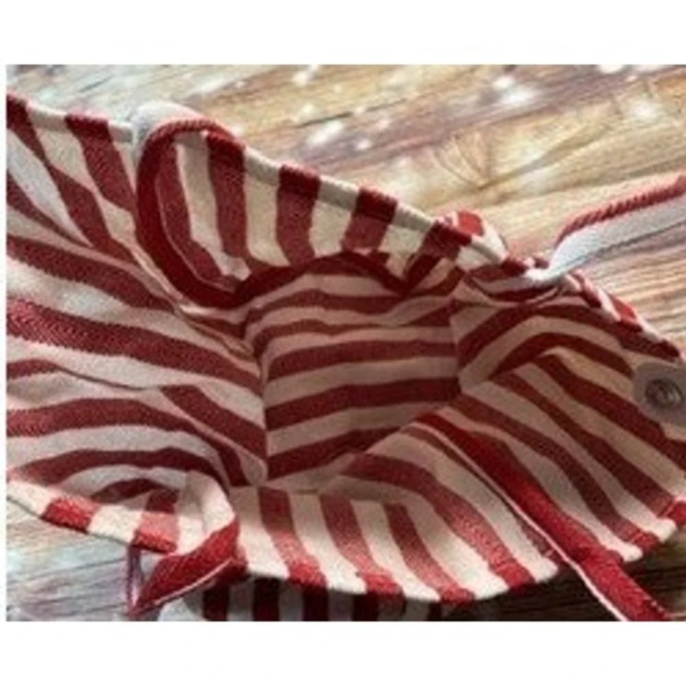 Red and White Striped Woven Cotton Tote Bag Casual Summer Beach‎ Shoulder Bag